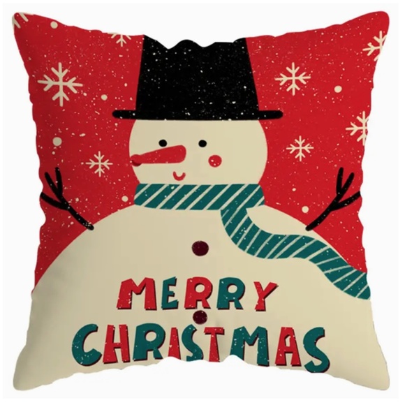 NEW RETRO LOOK MERRY CHRISTMAS FROSTY THE SNOWMAN POLYESTER PILLOW COVER 17.7" - Picture 1 of 4